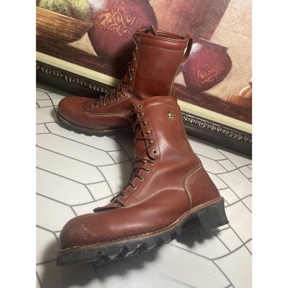 Golden Retriever Mens Brown Leather Work Boots 13 W - Picture 9 of 14